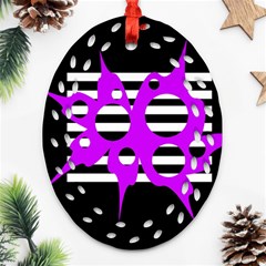 Purple Abstraction Ornament (oval Filigree)  by Valentinaart