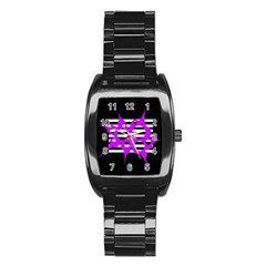 Purple Abstraction Stainless Steel Barrel Watch by Valentinaart