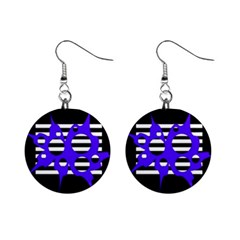 Blue Abstract Design Mini Button Earrings by Valentinaart