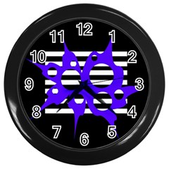 Blue Abstract Design Wall Clocks (black) by Valentinaart