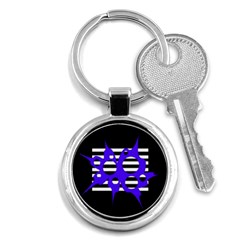 Blue Abstract Design Key Chains (round)  by Valentinaart