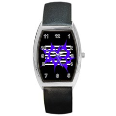 Blue Abstract Design Barrel Style Metal Watch by Valentinaart