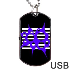 Blue Abstract Design Dog Tag Usb Flash (one Side)