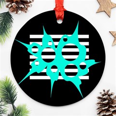 Cyan Abstract Design Ornament (round)  by Valentinaart