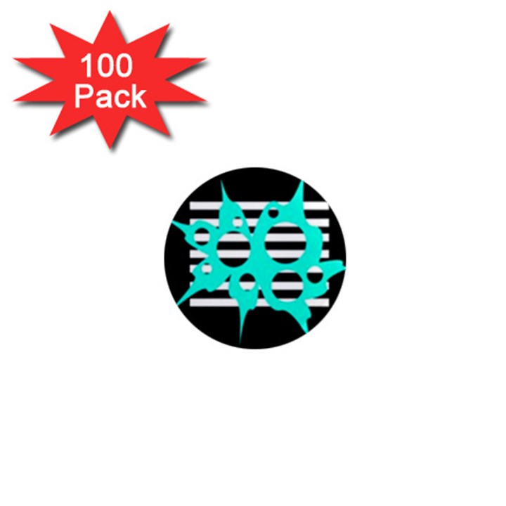 Cyan abstract design 1  Mini Magnets (100 pack) 