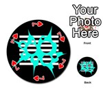 Cyan abstract design Playing Cards 54 (Round)  Front - Heart7