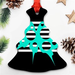 Cyan Abstract Design Ornament (christmas Tree)