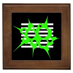 Green Abstract Design Framed Tiles by Valentinaart