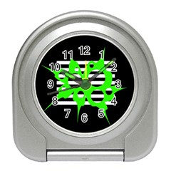 Green Abstract Design Travel Alarm Clocks by Valentinaart