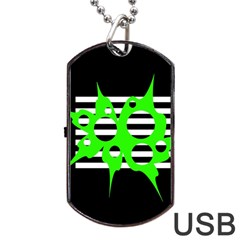 Green Abstract Design Dog Tag Usb Flash (one Side) by Valentinaart