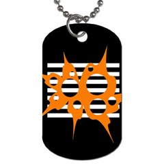 Orange Abstract Design Dog Tag (two Sides) by Valentinaart