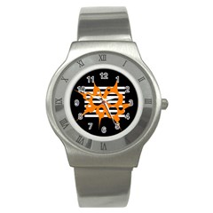 Orange Abstract Design Stainless Steel Watch by Valentinaart