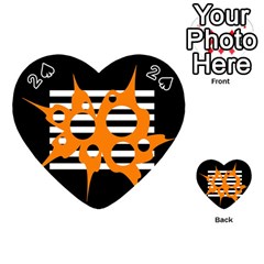 Orange Abstract Design Playing Cards 54 (heart)  by Valentinaart