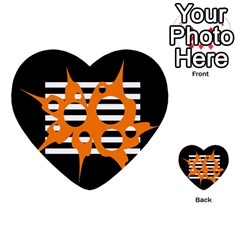 Orange Abstract Design Multi-purpose Cards (heart) 