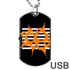 Orange Abstract Design Dog Tag Usb Flash (one Side)