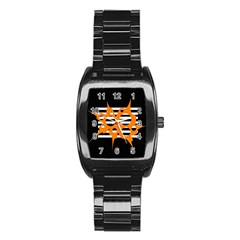 Orange Abstract Design Stainless Steel Barrel Watch by Valentinaart