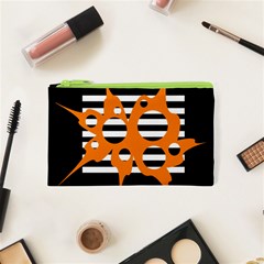 Orange Abstract Design Cosmetic Bag (xs) by Valentinaart