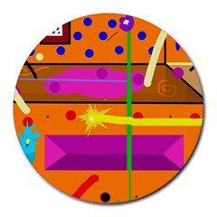 Orange Abstraction Round Mousepads by Valentinaart