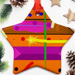 Orange Abstraction Ornament (star)  by Valentinaart