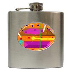 Orange Abstraction Hip Flask (6 Oz) by Valentinaart