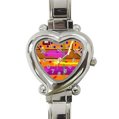 Orange Abstraction Heart Italian Charm Watch by Valentinaart