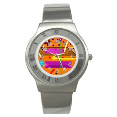 Orange Abstraction Stainless Steel Watch by Valentinaart