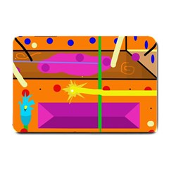 Orange Abstraction Small Doormat  by Valentinaart