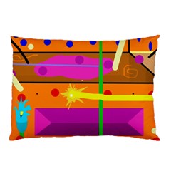 Orange Abstraction Pillow Case by Valentinaart