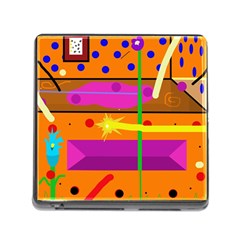 Orange Abstraction Memory Card Reader (square) by Valentinaart