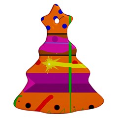 Orange Abstraction Christmas Tree Ornament (2 Sides) by Valentinaart