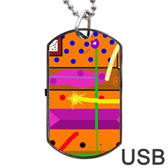 Orange Abstraction Dog Tag Usb Flash (one Side)