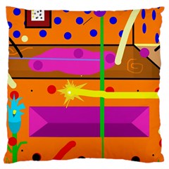 Orange Abstraction Large Cushion Case (one Side) by Valentinaart