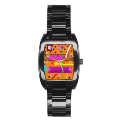 Orange Abstraction Stainless Steel Barrel Watch by Valentinaart