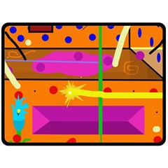 Orange Abstraction Double Sided Fleece Blanket (large) 