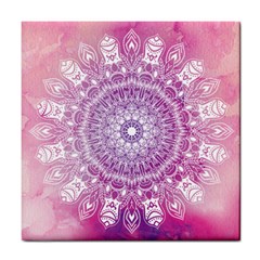 Pink Watercolour Mandala Tile Coasters by TanyaDraws