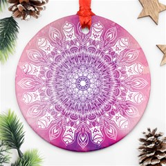 Pink Watercolour Mandala Ornament (round)  by TanyaDraws