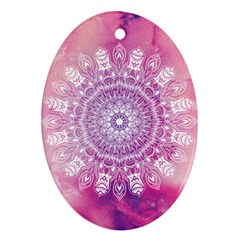 Pink Watercolour Mandala Ornament (oval)  by TanyaDraws