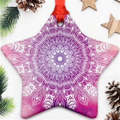 Pink Watercolour Mandala Ornament (star)  by TanyaDraws