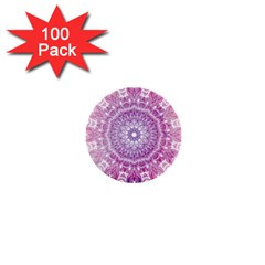 Pink Watercolour Mandala 1  Mini Buttons (100 Pack)  by TanyaDraws