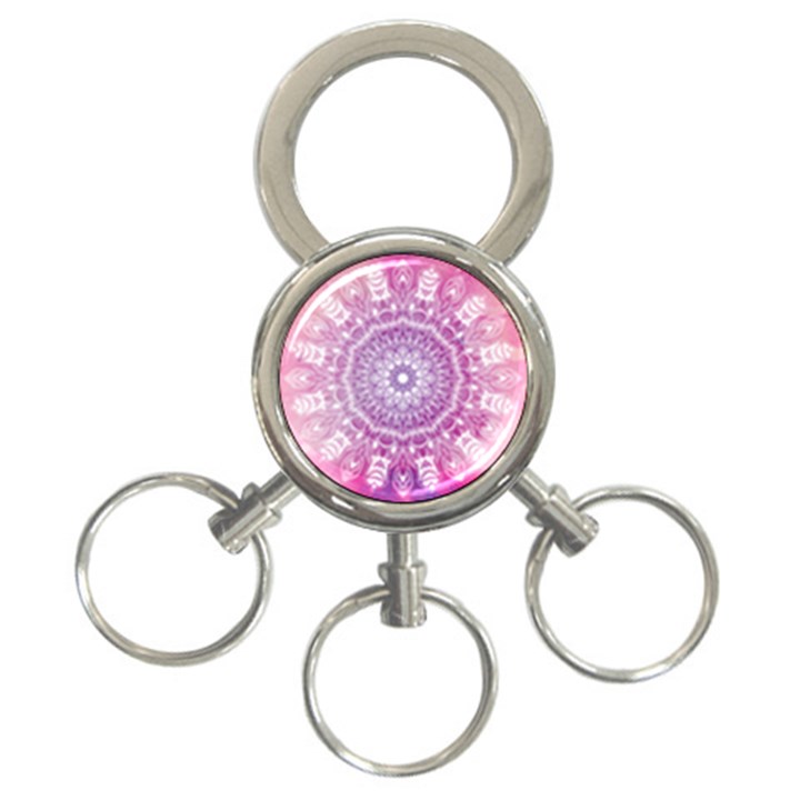 Pink Watercolour Mandala 3-Ring Key Chains