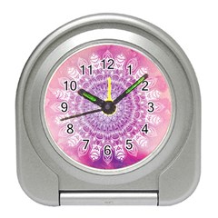 Pink Watercolour Mandala Travel Alarm Clocks by TanyaDraws