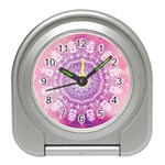 Pink Watercolour Mandala Travel Alarm Clocks Front