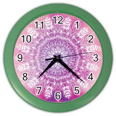 Pink Watercolour Mandala Color Wall Clocks by TanyaDraws