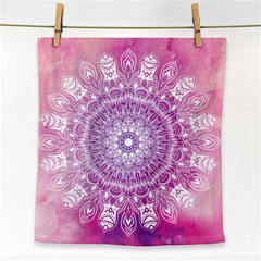 Pink Watercolour Mandala Face Towel by TanyaDraws