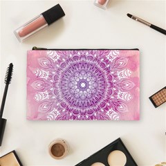 Pink Watercolour Mandala Cosmetic Bag (medium)  by TanyaDraws