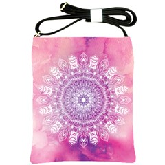 Pink Watercolour Mandala Shoulder Sling Bags by TanyaDraws