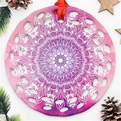 Pink Watercolour Mandala Ornament (round Filigree)  by TanyaDraws