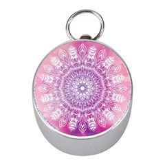 Pink Watercolour Mandala Mini Silver Compasses