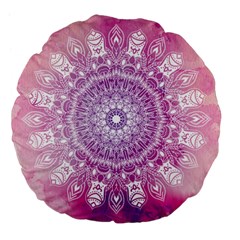 Pink Watercolour Mandala Large 18  Premium Flano Round Cushions