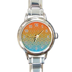 Ombre Fire And Water Pattern Round Italian Charm Watch by TanyaDraws